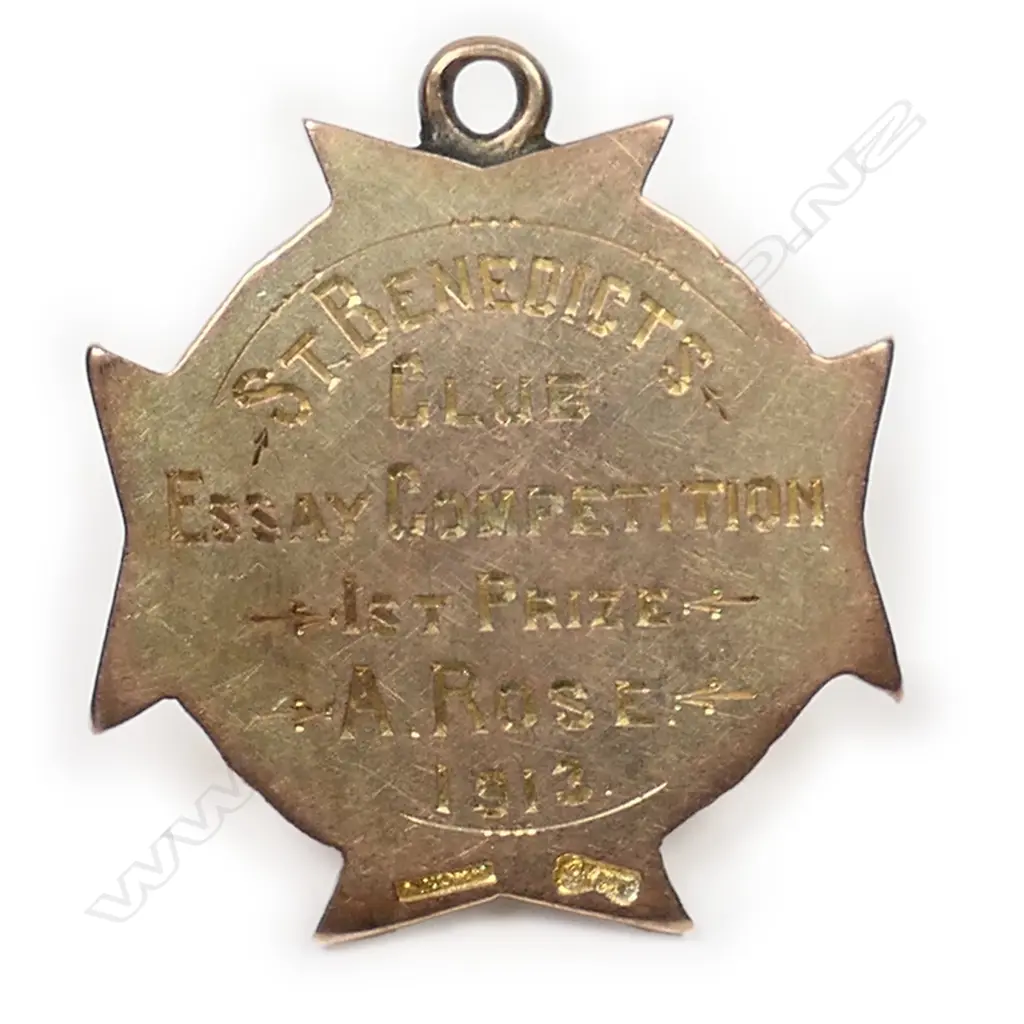 Adolph Kohn 9ct gold St Benedict’s fob 1913, Image 1++